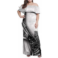 Solomon Islands Nguzunguzu Family Matching Off Shoulder Maxi Dress and Hawaiian Shirt Polynesian Tribal Pattern