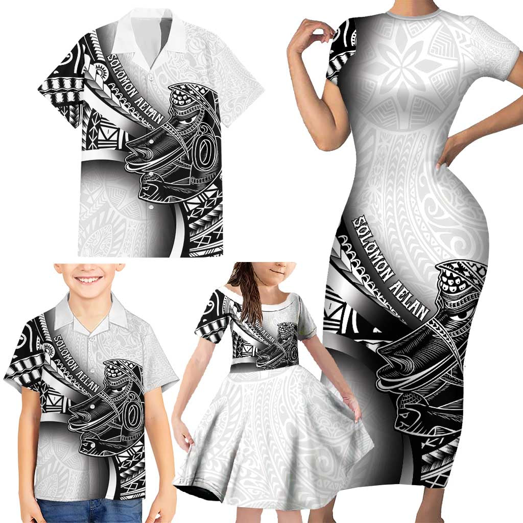 Solomon Islands Nguzunguzu Family Matching Short Sleeve Bodycon Dress and Hawaiian Shirt Polynesian Tribal Pattern