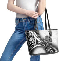 Solomon Islands Nguzunguzu Leather Tote Bag Polynesian Tribal Pattern