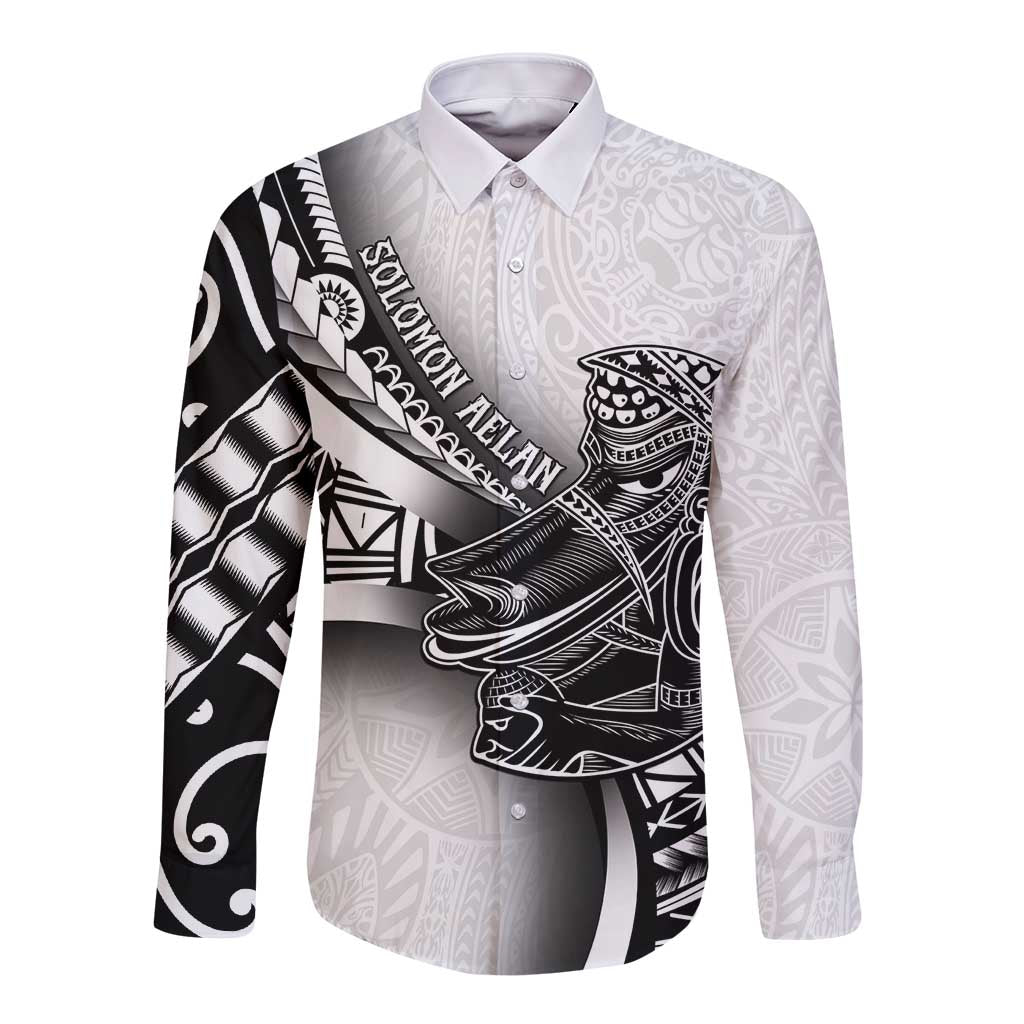 Solomon Islands Nguzunguzu Long Sleeve Button Shirt Polynesian Tribal Pattern