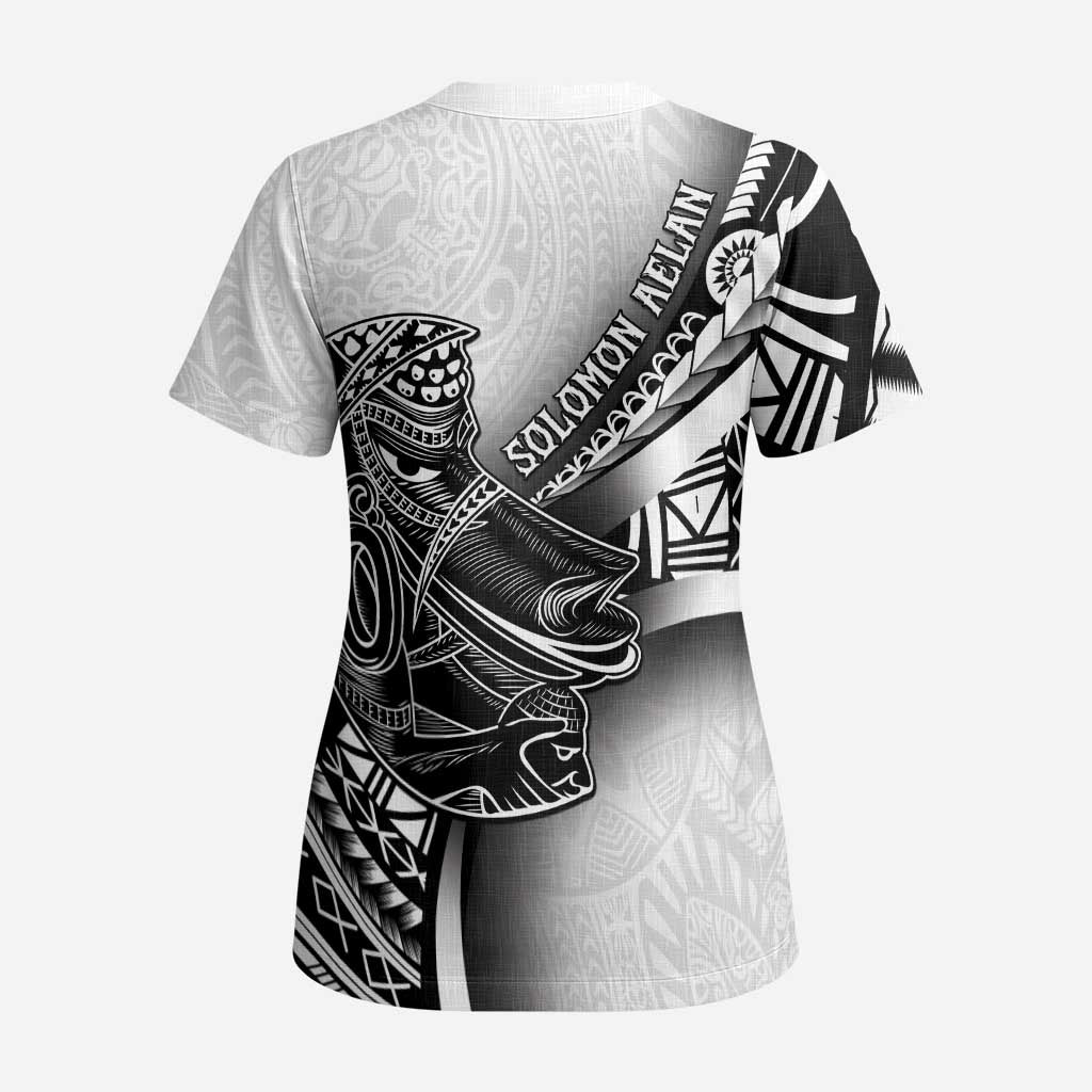 Solomon Islands Nguzunguzu Scrub Top Polynesian Tribal Pattern - Polynesian Pride
