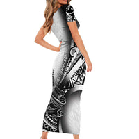 Solomon Islands Nguzunguzu Short Sleeve Bodycon Dress Polynesian Tribal Pattern