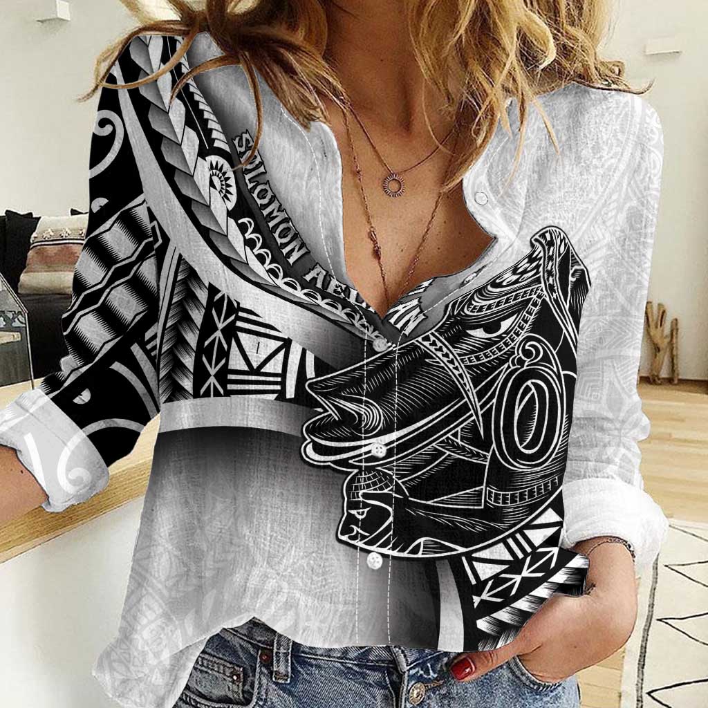 Solomon Islands Nguzunguzu Women Casual Shirt Polynesian Tribal Pattern