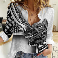 Solomon Islands Nguzunguzu Women Casual Shirt Polynesian Tribal Pattern