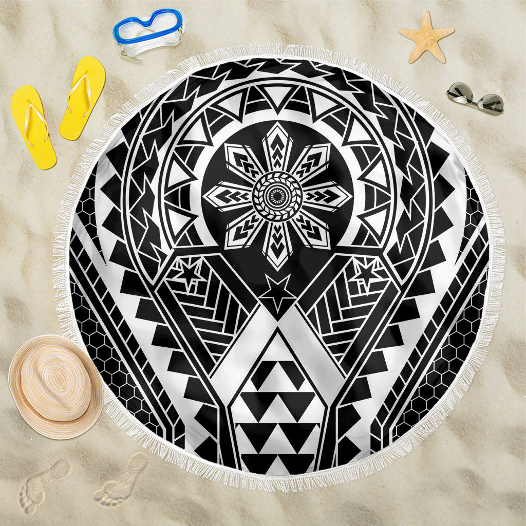 Philippines Batok Tribal Inspired Tattoo Black Beach Blanket LT05 One Size 150cm Black - Polynesian Pride