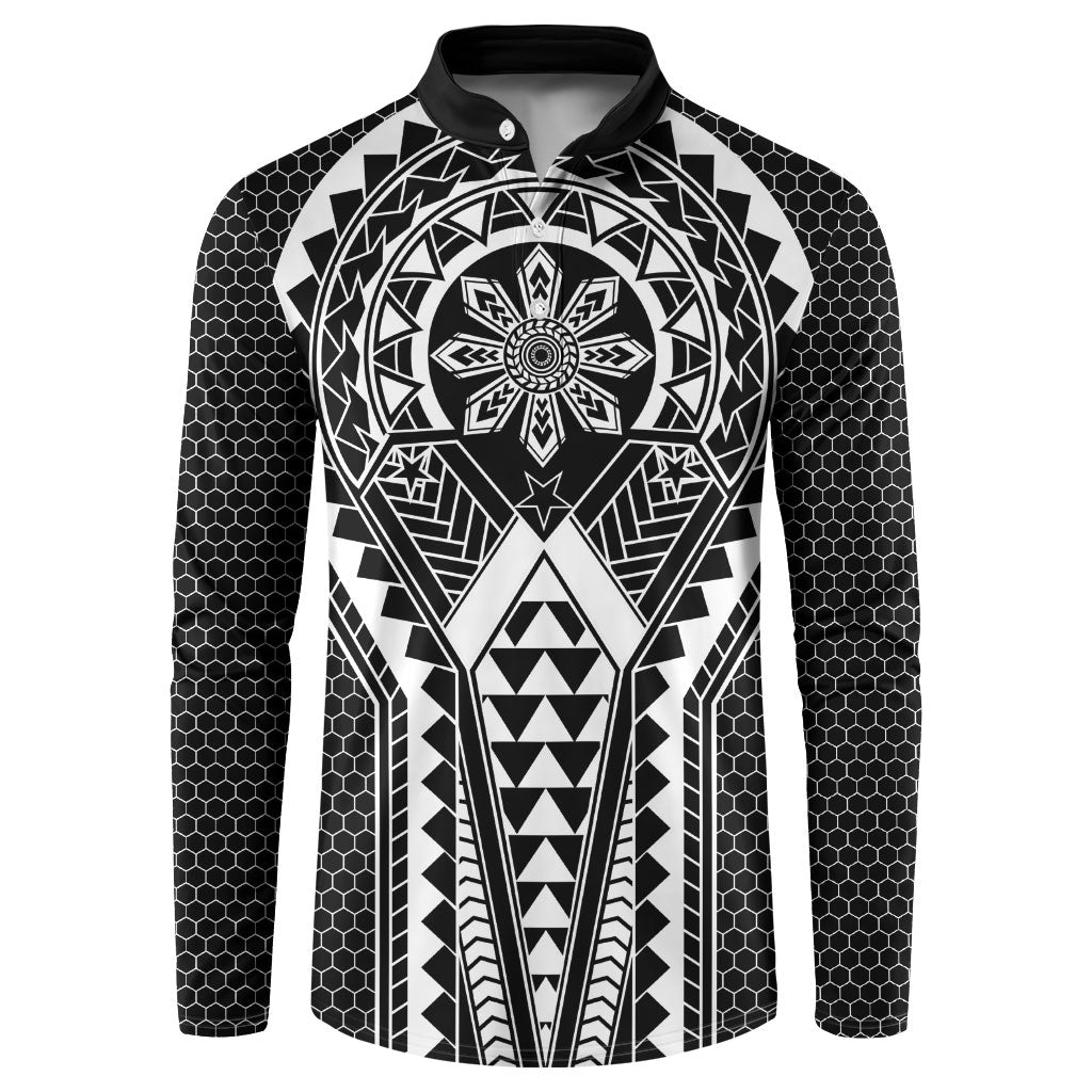 Philippines Batok Tribal Inspired Tattoo Black Button Sweatshirt LT05 Black - Polynesian Pride