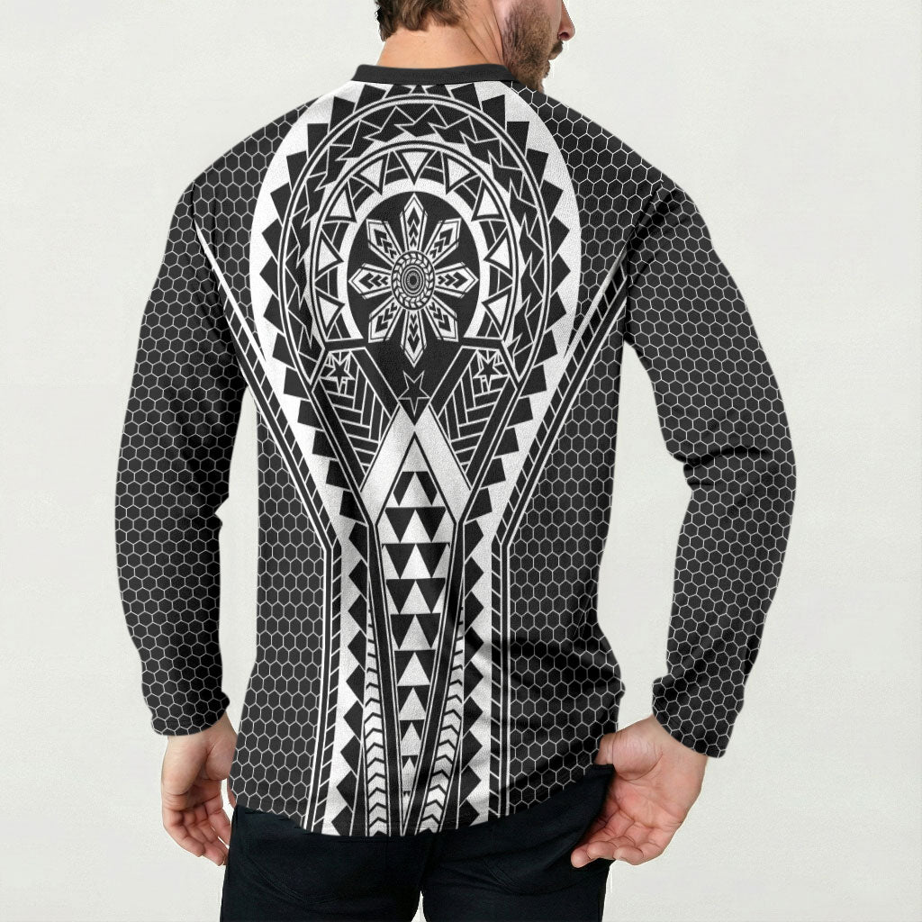 Philippines Batok Tribal Inspired Tattoo Black Button Sweatshirt LT05 - Polynesian Pride