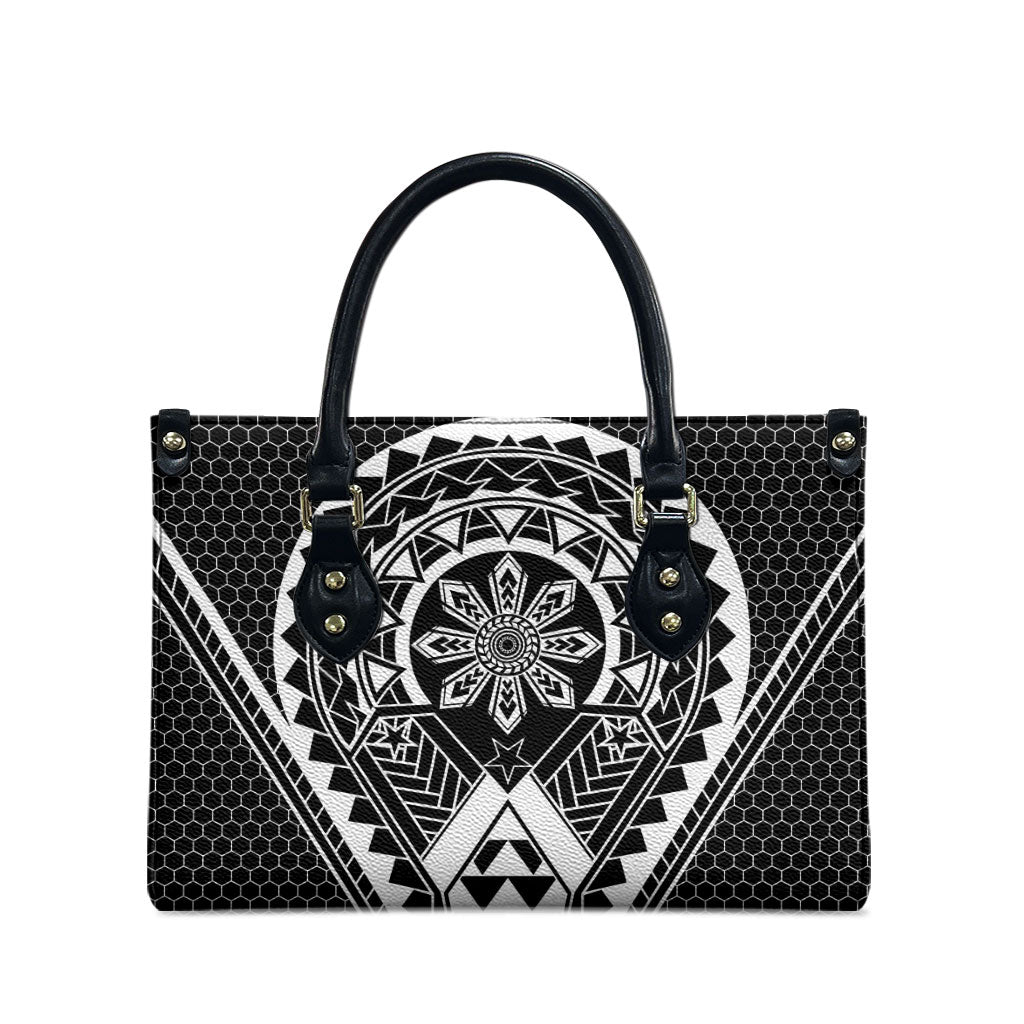 Philippines Batok Tribal Inspired Tattoo Black Leather Bag LT05 - Polynesian Pride
