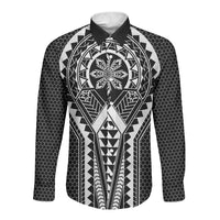 Philippines Batok Tribal Inspired Tattoo Black Long Sleeve Button Shirt LT05 Unisex Black - Polynesian Pride