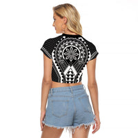 Philippines Batok Tribal Inspired Tattoo Black Raglan Cropped T Shirt LT05 - Polynesian Pride