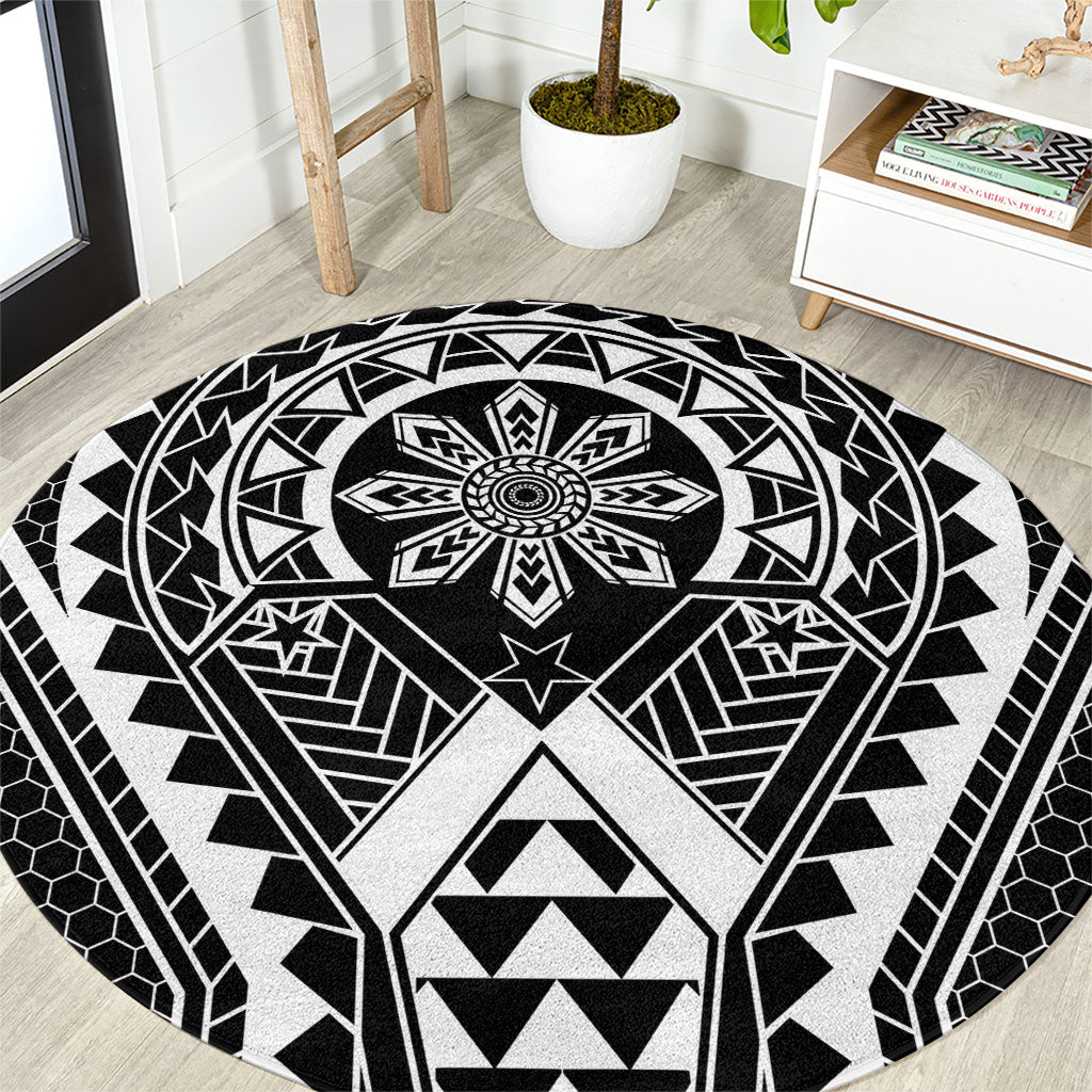 Philippines Batok Tribal Inspired Tattoo Black Round Carpet LT05 Black - Polynesian Pride