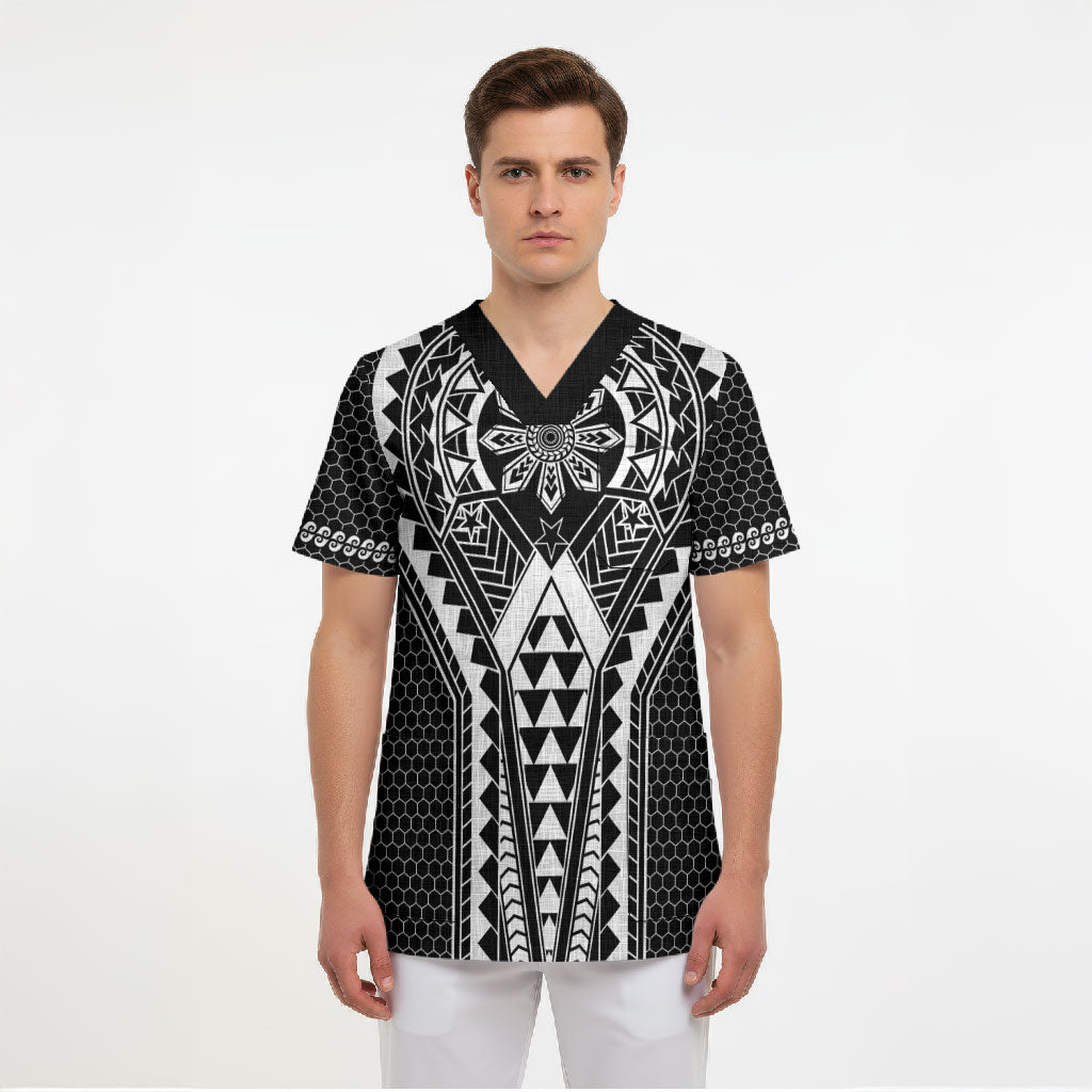 Philippines Batok Tribal Inspired Tattoo Black Scrub Top LT05 - Polynesian Pride