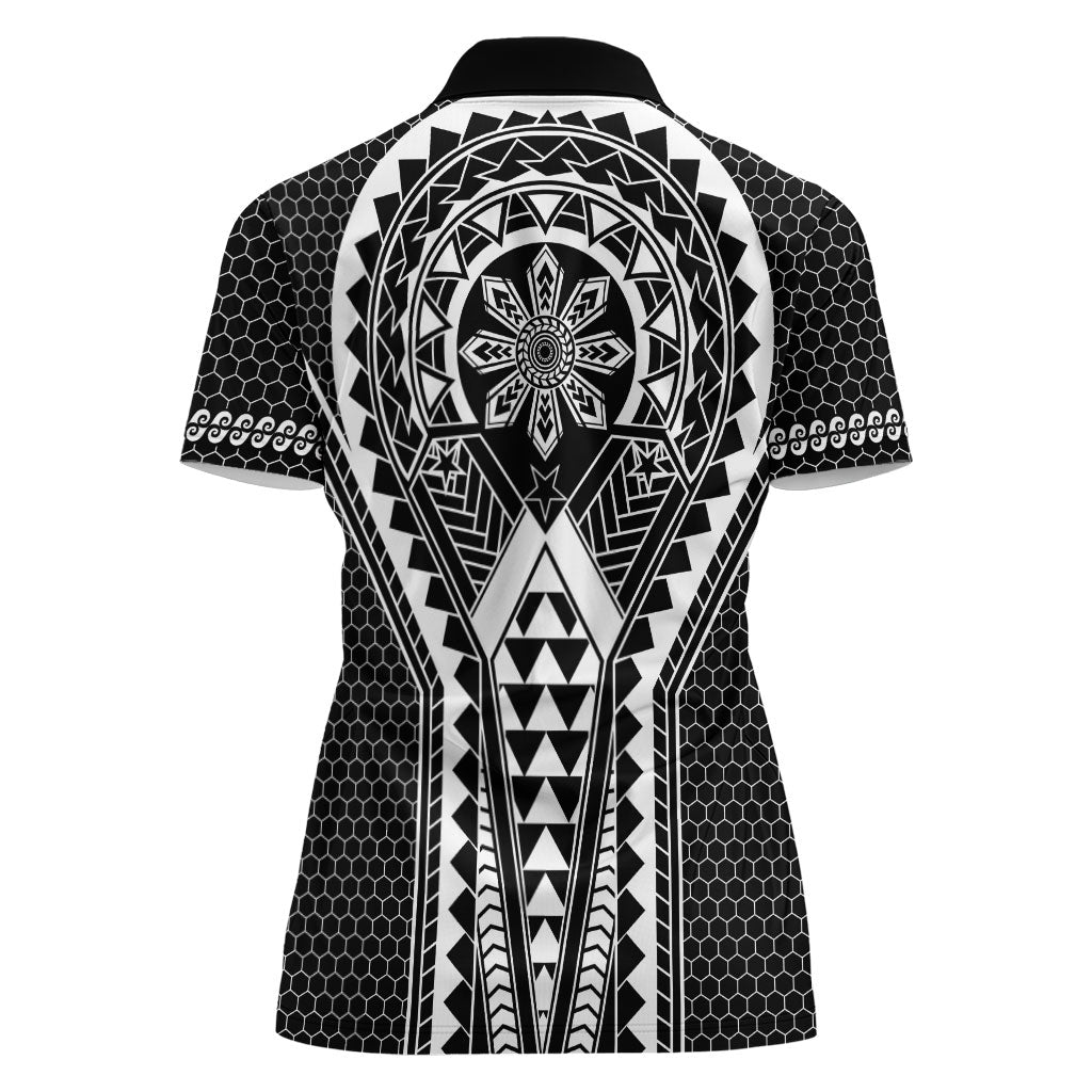Philippines Batok Tribal Inspired Tattoo Black Women Polo Shirt LT05 - Polynesian Pride