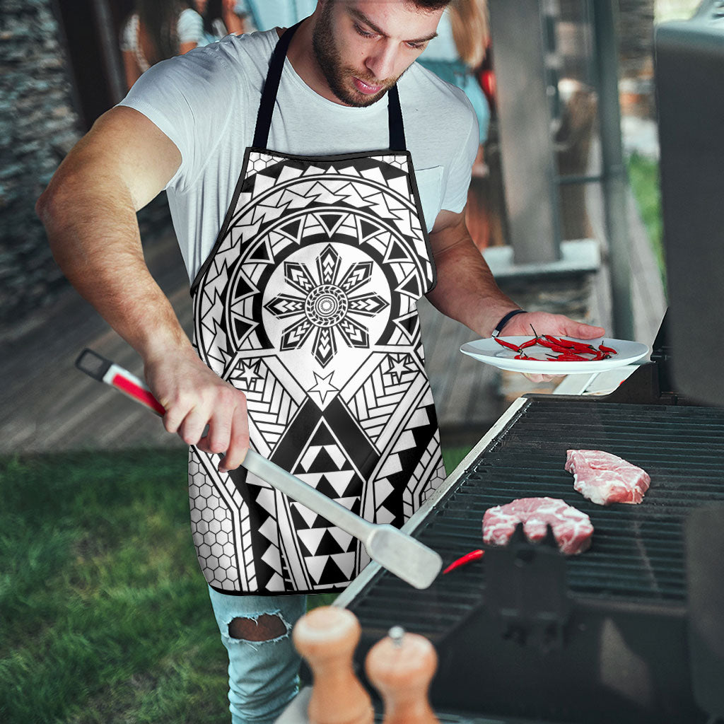Philippines Batok Tribal Inspired Tattoo White Apron LT05 - Polynesian Pride