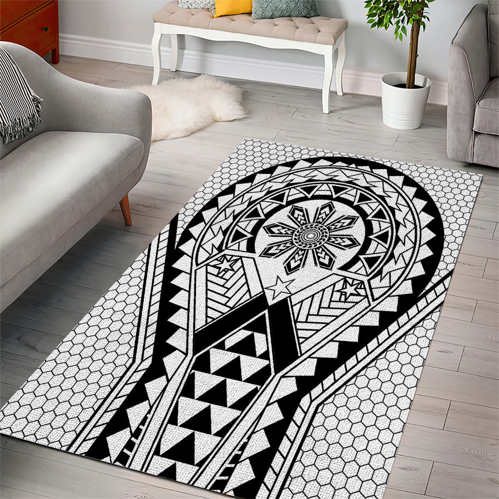 Philippines Batok Tribal Inspired Tattoo White Area Rug LT05 - Polynesian Pride