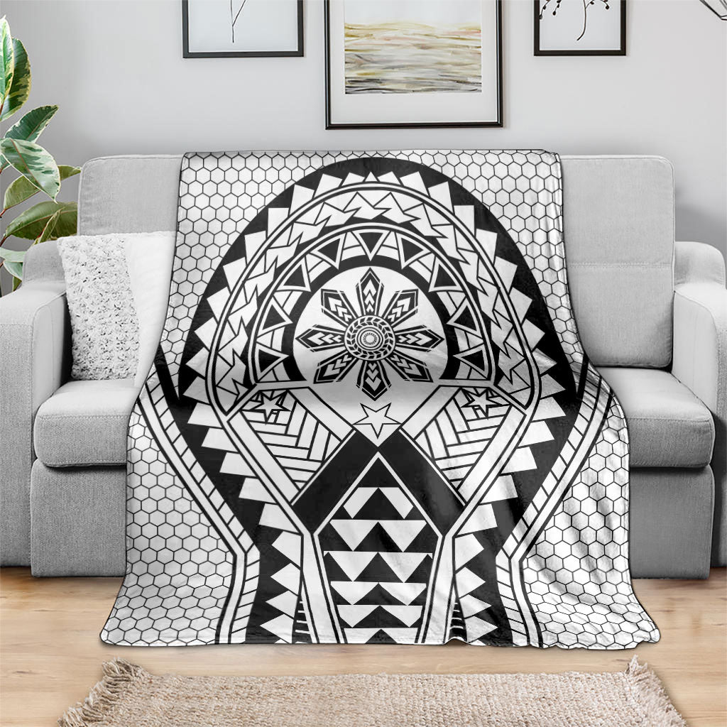 Philippines Batok Tribal Inspired Tattoo White Blanket LT05 - Polynesian Pride