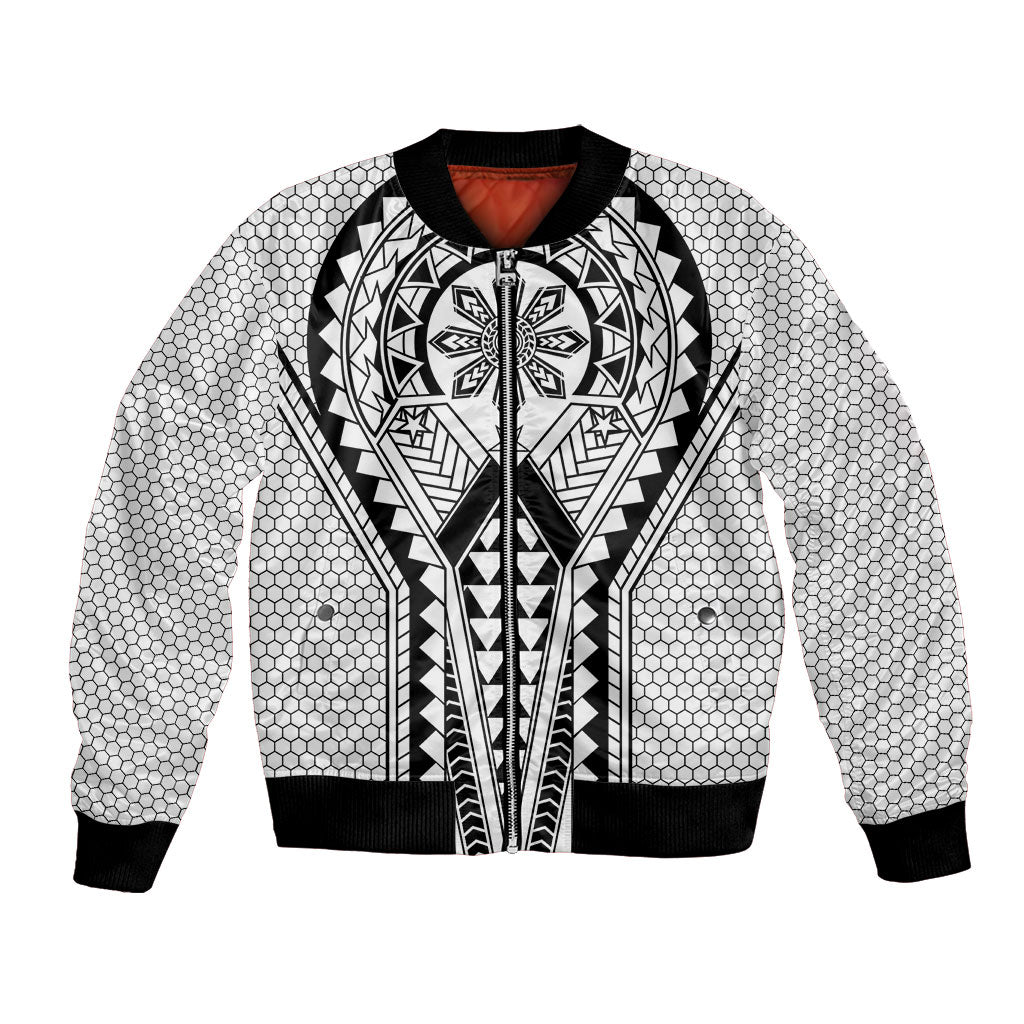 Philippines Batok Tribal Inspired Tattoo White Bomber Jacket LT05 Unisex White - Polynesian Pride