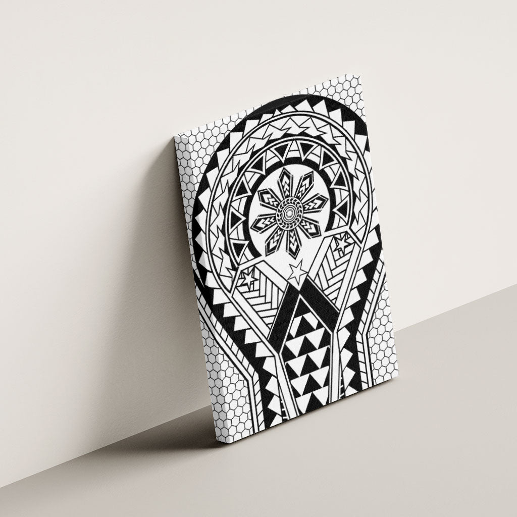 Philippines Batok Tribal Inspired Tattoo White Canvas Wall Art LT05 - Polynesian Pride