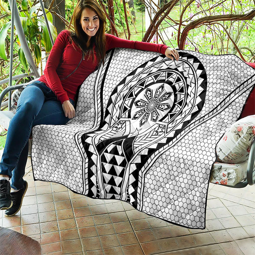 Philippines Batok Tribal Inspired Tattoo White Quilt LT05 - Polynesian Pride