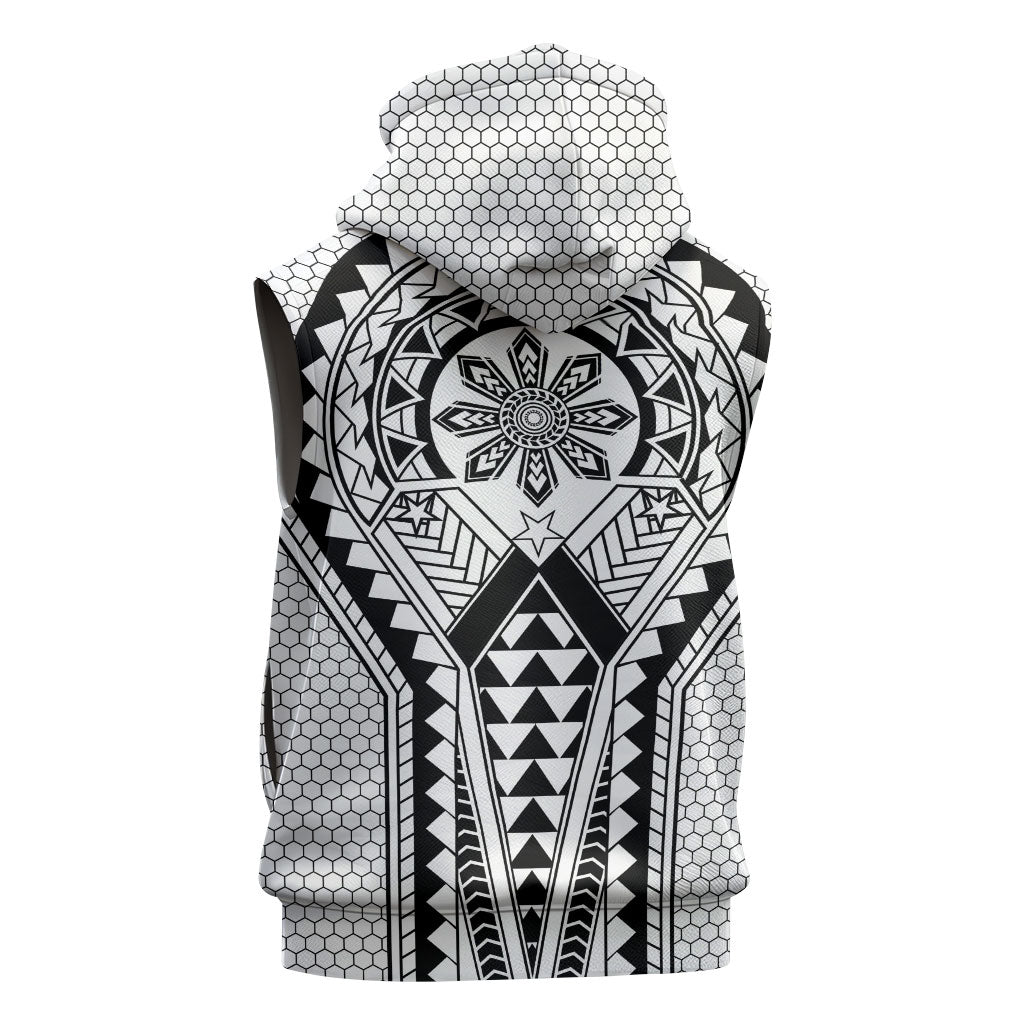 Philippines Batok Tribal Inspired Tattoo White Sleeveless Zip Hoodie LT05 - Polynesian Pride