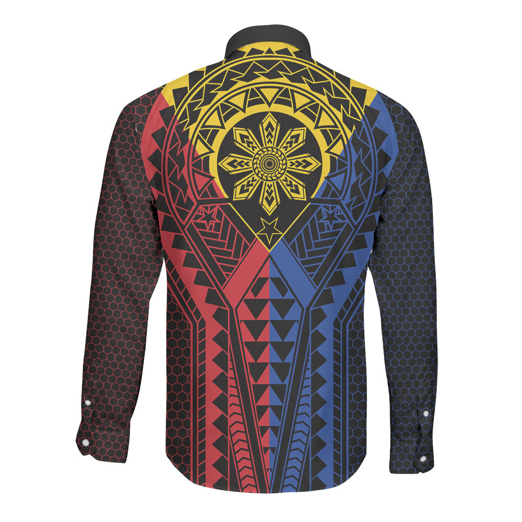 Philippines Batok Tribal Inspired Tattoo Long Sleeve Button Shirt LT05 - Polynesian Pride