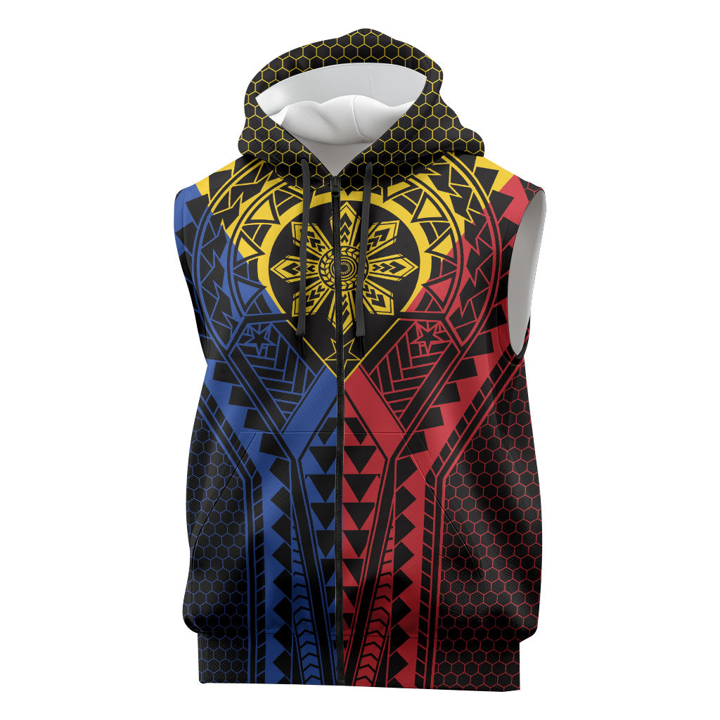 Philippines Batok Tribal Inspired Tattoo Sleeveless Zip Hoodie LT05 Multicolor - Polynesian Pride