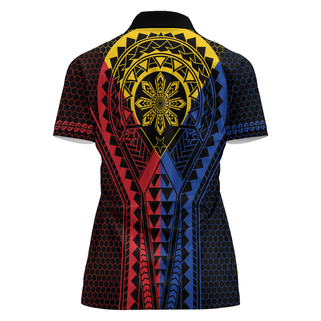 Philippines Batok Tribal Inspired Tattoo Women Polo Shirt LT05 - Polynesian Pride