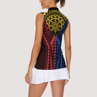 Philippines Batok Tribal Inspired Tattoo Women Sleeveless Polo Shirt LT05 - Polynesian Pride
