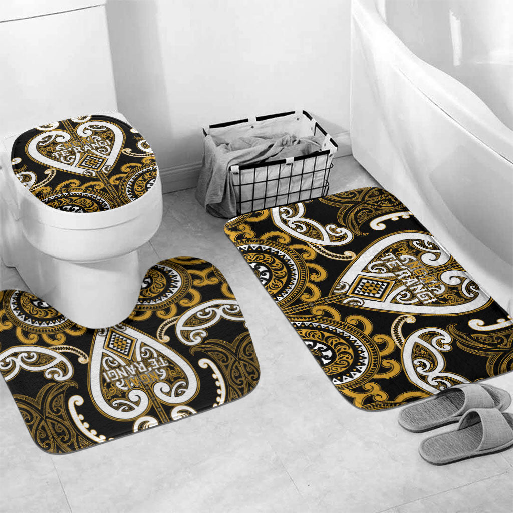 Aotearoa Ngai Te Rangi Bathroom Set Maori Tribal Pattern LT05 Mat Set Only (3 pcs) One Size Gold - Polynesian Pride