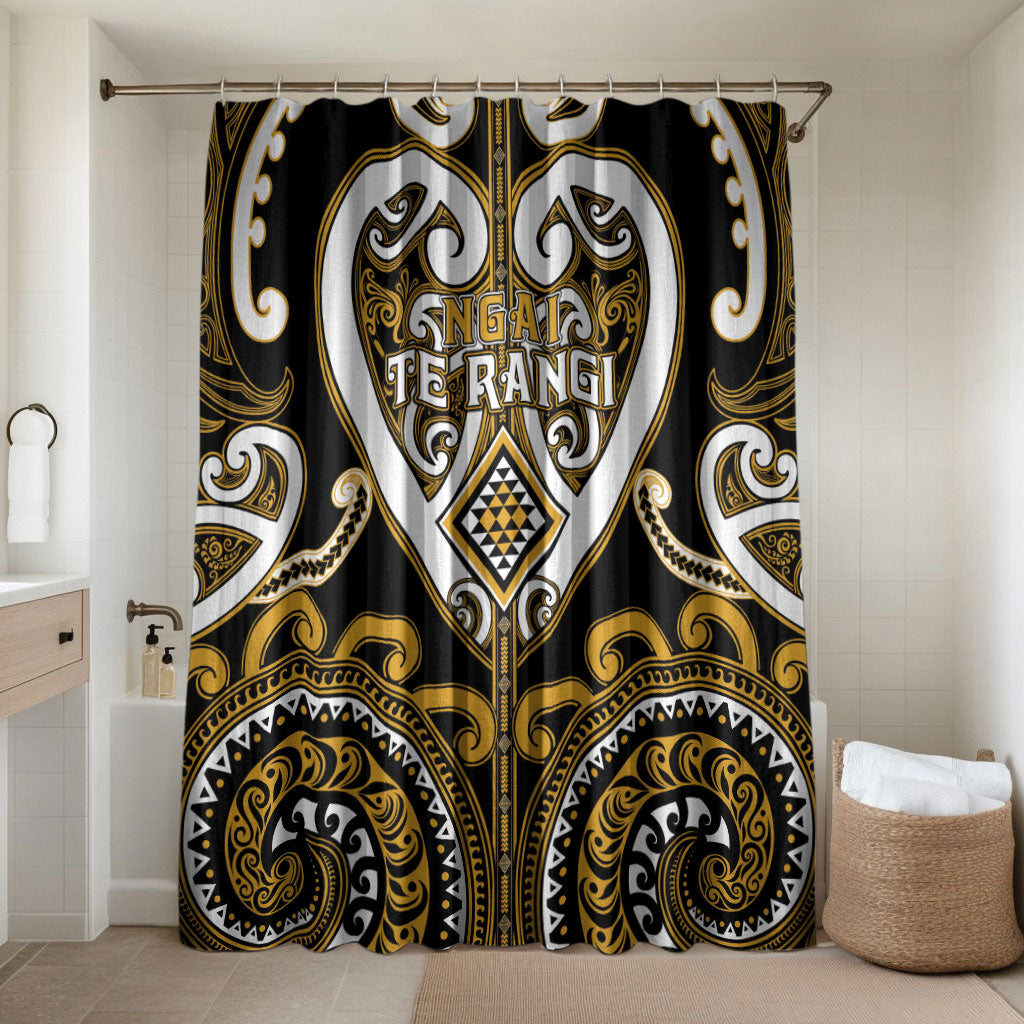 Aotearoa Ngai Te Rangi Bathroom Set Maori Tribal Pattern LT05 Shower Curtain Only Gold - Polynesian Pride