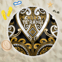 Aotearoa Ngai Te Rangi Beach Blanket Maori Tribal Pattern LT05 One Size 150cm Gold - Polynesian Pride