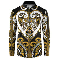 Custom Aotearoa Ngai Te Rangi Button Sweatshirt Maori Tribal Pattern LT05 Gold - Polynesian Pride