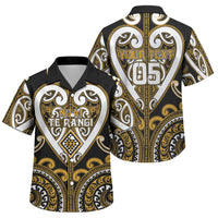 Custom Aotearoa Ngai Te Rangi Family Matching Long Sleeve Bodycon Dress and Hawaiian Shirt Maori Tribal Pattern LT05 Son's Shirt Gold - Polynesian Pride