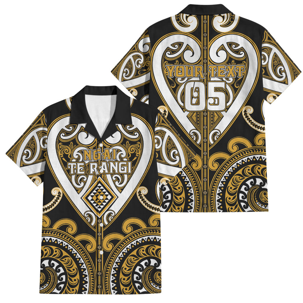 Custom Aotearoa Ngai Te Rangi Family Matching Short Sleeve Bodycon Dress and Hawaiian Shirt Maori Tribal Pattern LT05 Dad's Shirt - Short Sleeve Gold - Polynesian Pride