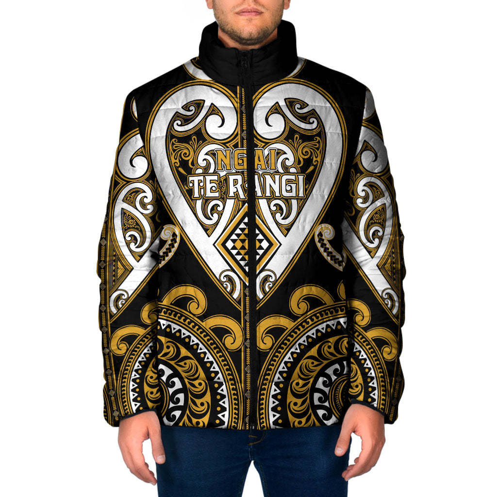 Custom Aotearoa Ngai Te Rangi Padded Jacket Maori Tribal Pattern LT05 Men Gold - Polynesian Pride