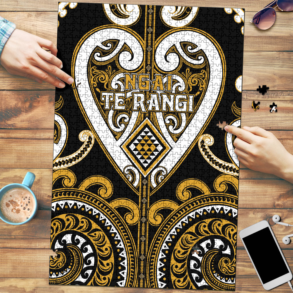 Aotearoa Ngai Te Rangi Puzzle Maori Tribal Pattern LT05 Gold - Polynesian Pride