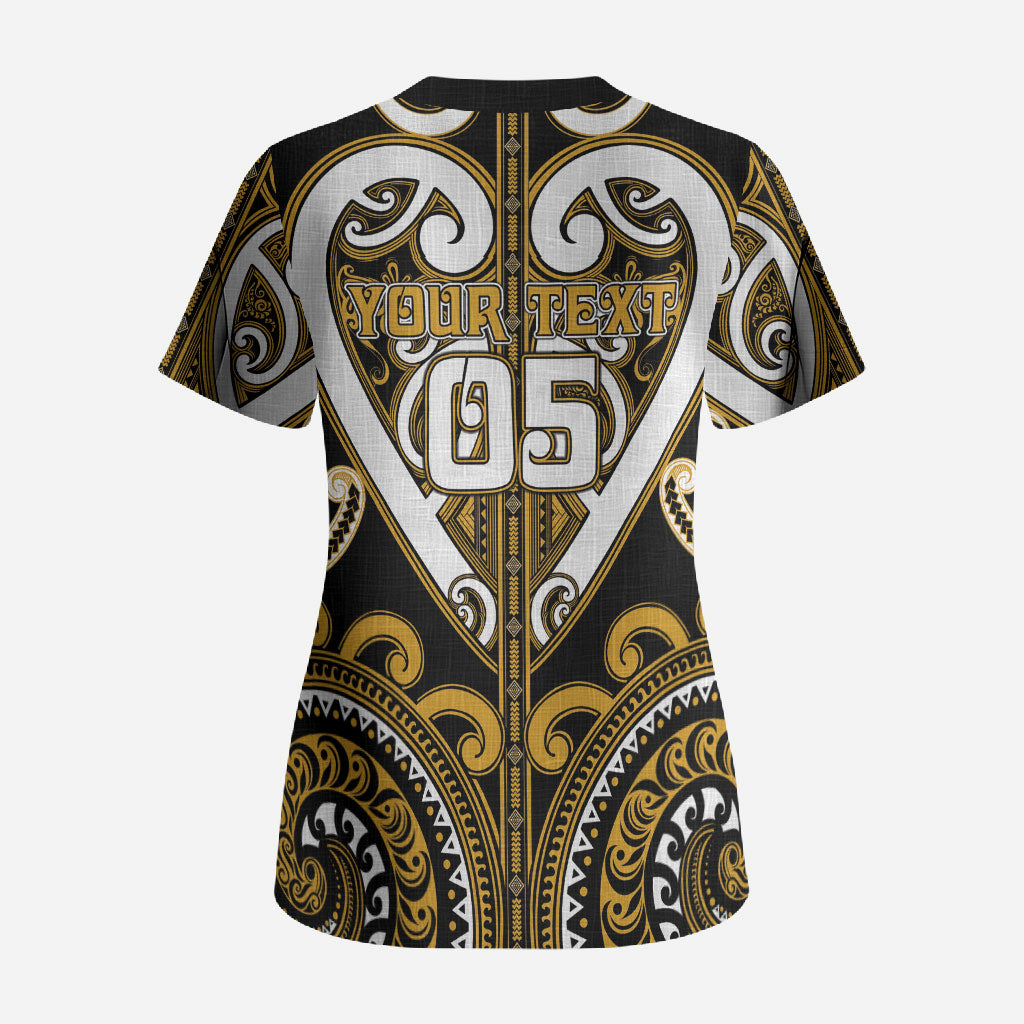 Custom Aotearoa Ngai Te Rangi Scrub Top Maori Tribal Pattern LT05 - Polynesian Pride