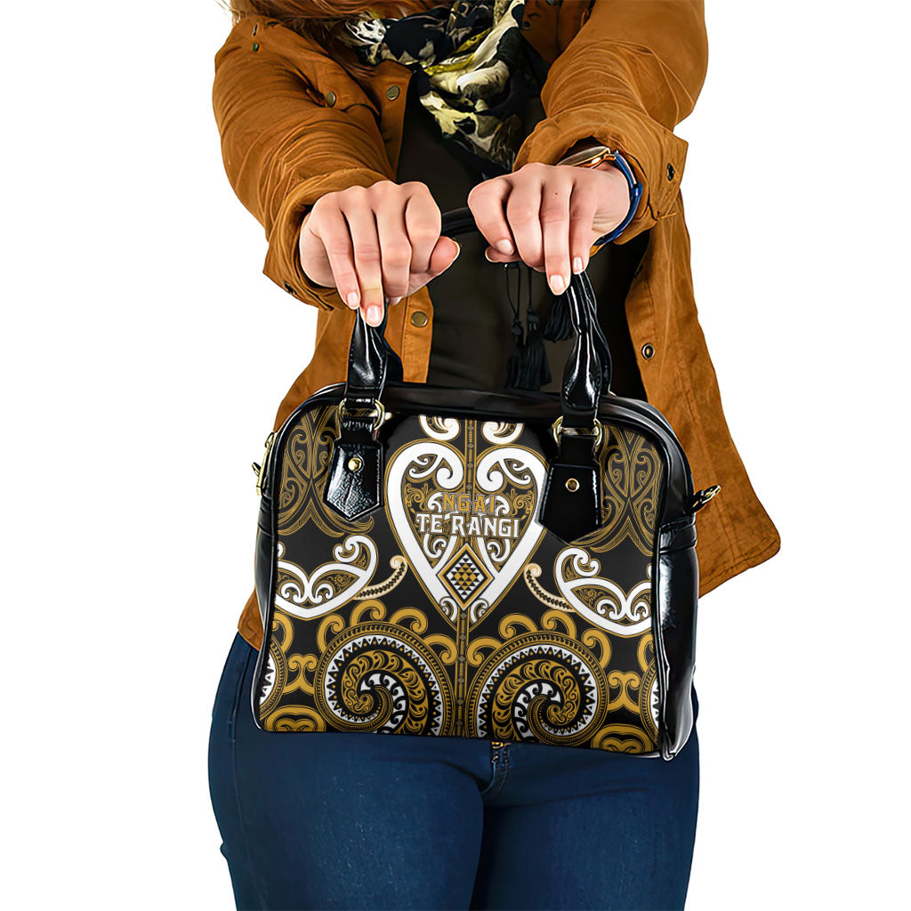 Aotearoa Ngai Te Rangi Shoulder Handbag Maori Tribal Pattern LT05 One Size Gold - Polynesian Pride