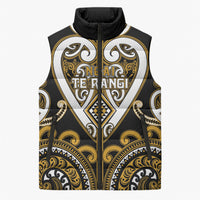 Custom Aotearoa Ngai Te Rangi Sleeveless Puffer Jacket Maori Tribal Pattern LT05 Unisex Gold - Polynesian Pride