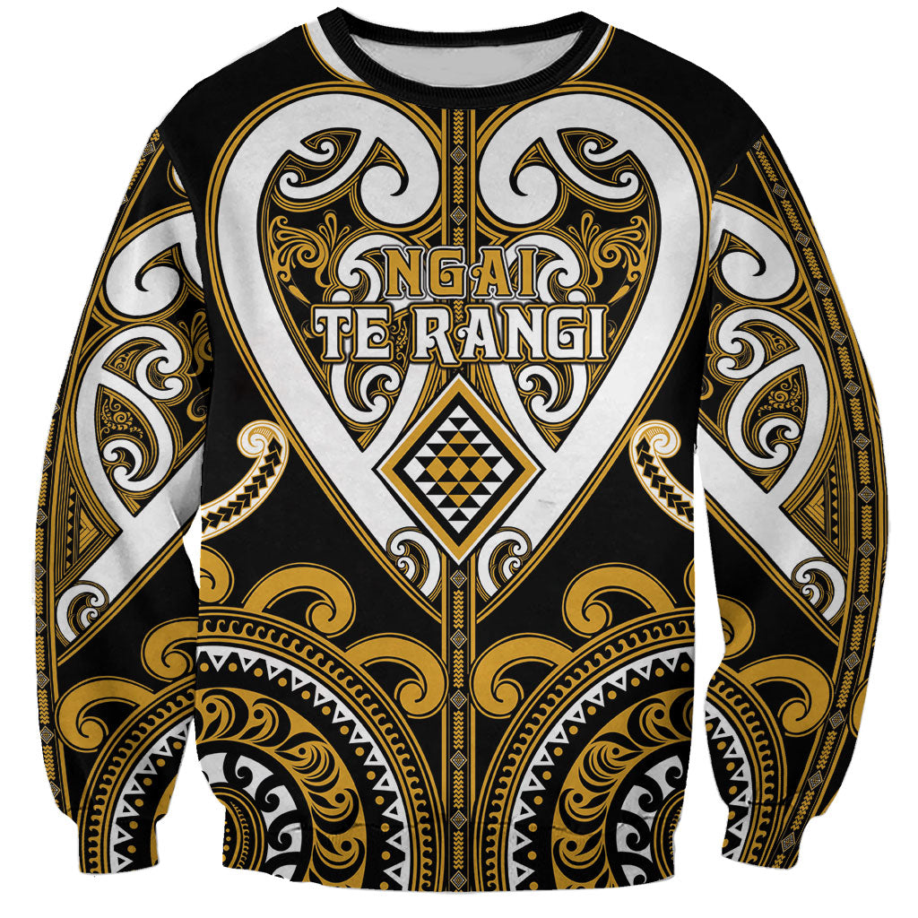 Custom Aotearoa Ngai Te Rangi Sweatshirt Maori Tribal Pattern LT05 Unisex Gold - Polynesian Pride