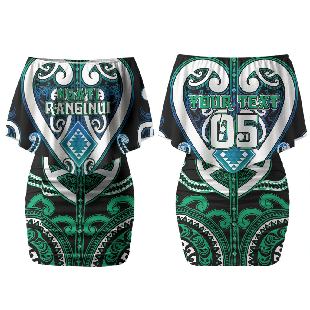 Custom Aotearoa Ngati Ranginui Couples Matching Off Shoulder Short Dress and Long Sleeve Button Shirt Maori Tribal Pattern LT05 - Polynesian Pride