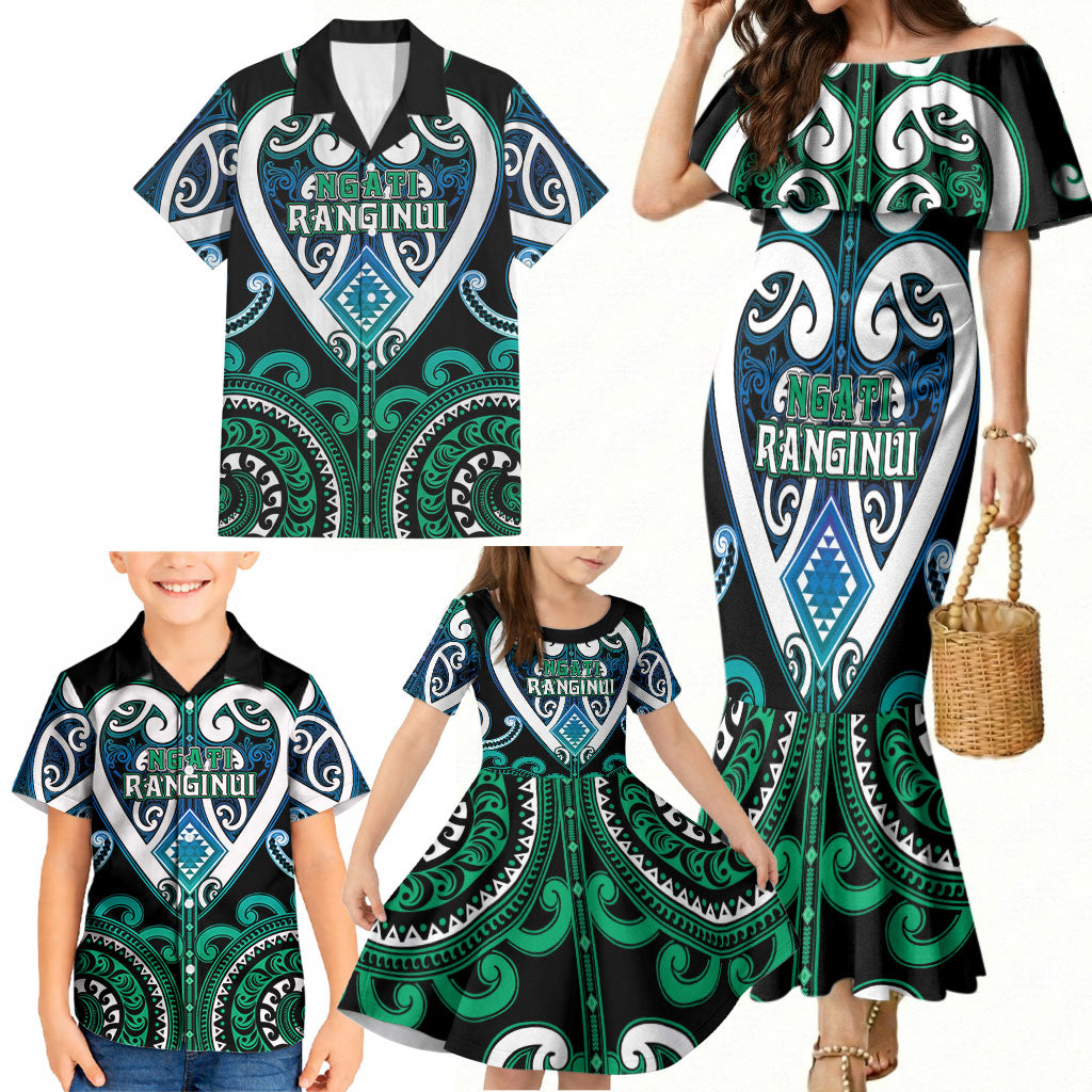 Custom Aotearoa Ngati Ranginui Family Matching Mermaid Dress and Hawaiian Shirt Maori Tribal Pattern LT05 - Polynesian Pride