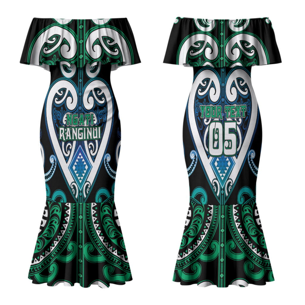 Custom Aotearoa Ngati Ranginui Family Matching Mermaid Dress and Hawaiian Shirt Maori Tribal Pattern LT05 Mom's Dress Cyan - Polynesian Pride