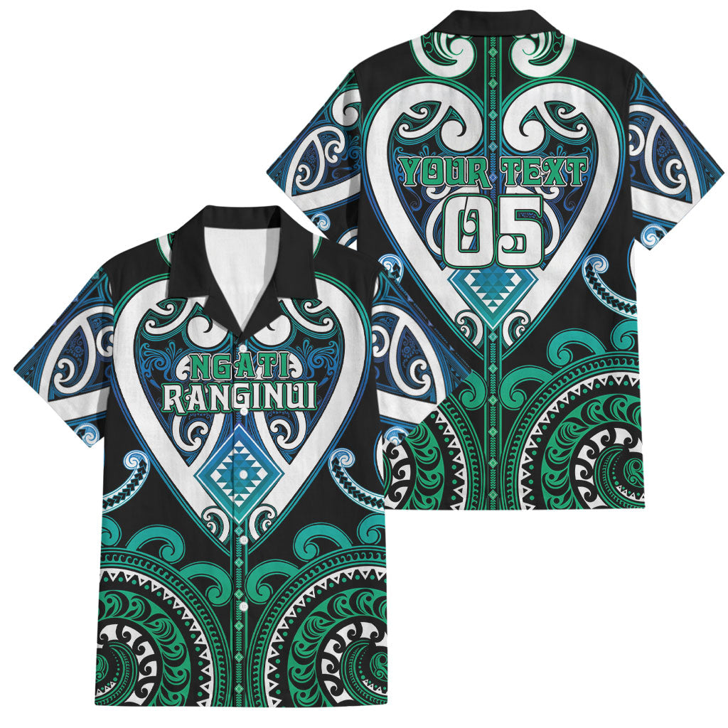 Custom Aotearoa Ngati Ranginui Family Matching Tank Maxi Dress and Hawaiian Shirt Maori Tribal Pattern LT05 Dad's Shirt - Short Sleeve Cyan - Polynesian Pride