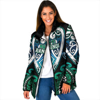 Custom Aotearoa Ngati Ranginui Padded Jacket Maori Tribal Pattern LT05 Women Cyan - Polynesian Pride