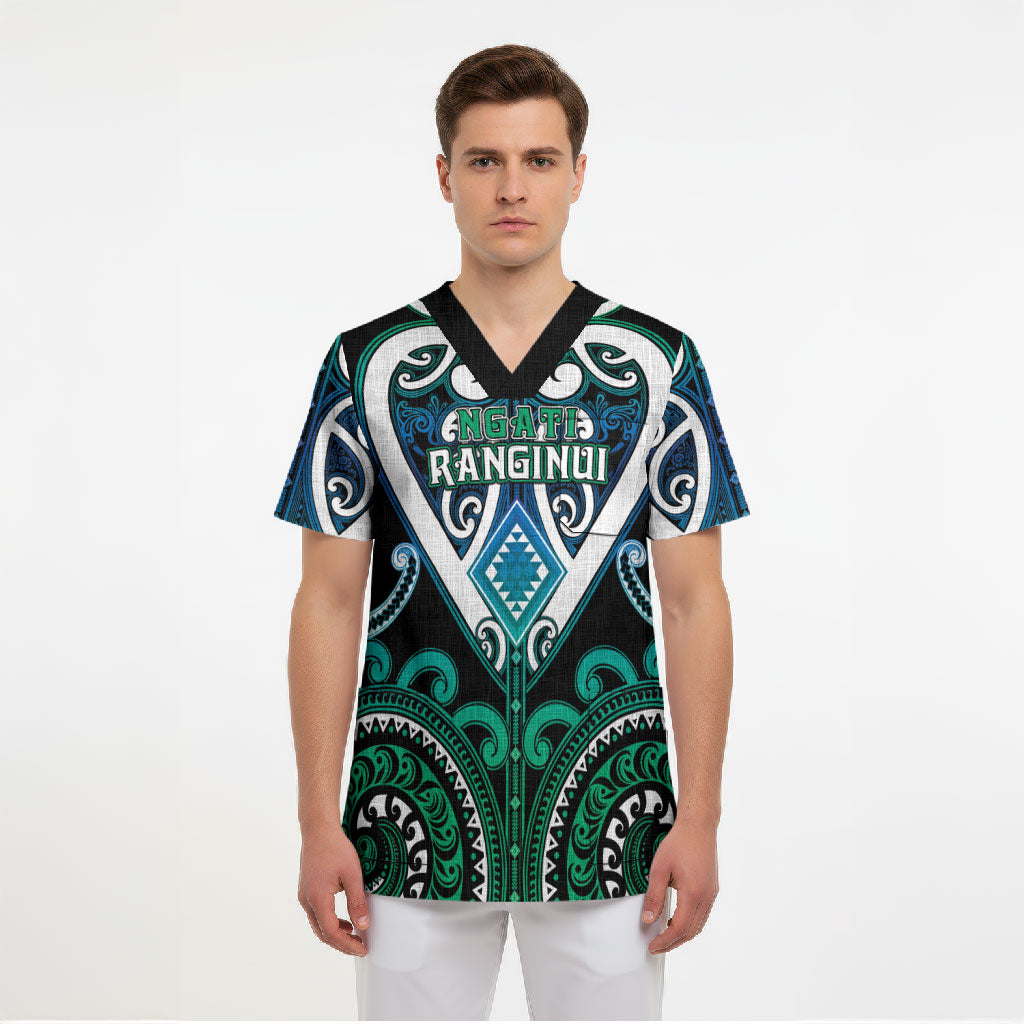 Custom Aotearoa Ngati Ranginui Scrub Top Maori Tribal Pattern LT05 - Polynesian Pride