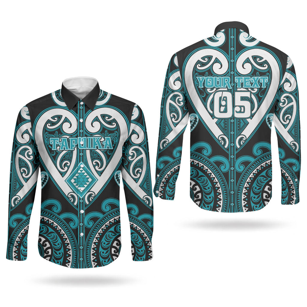 Custom Aotearoa Tapuika Couples Matching Long Sleeve Bodycon Dress and Long Sleeve Button Shirt Maori Tribal Pattern LT05 - Polynesian Pride