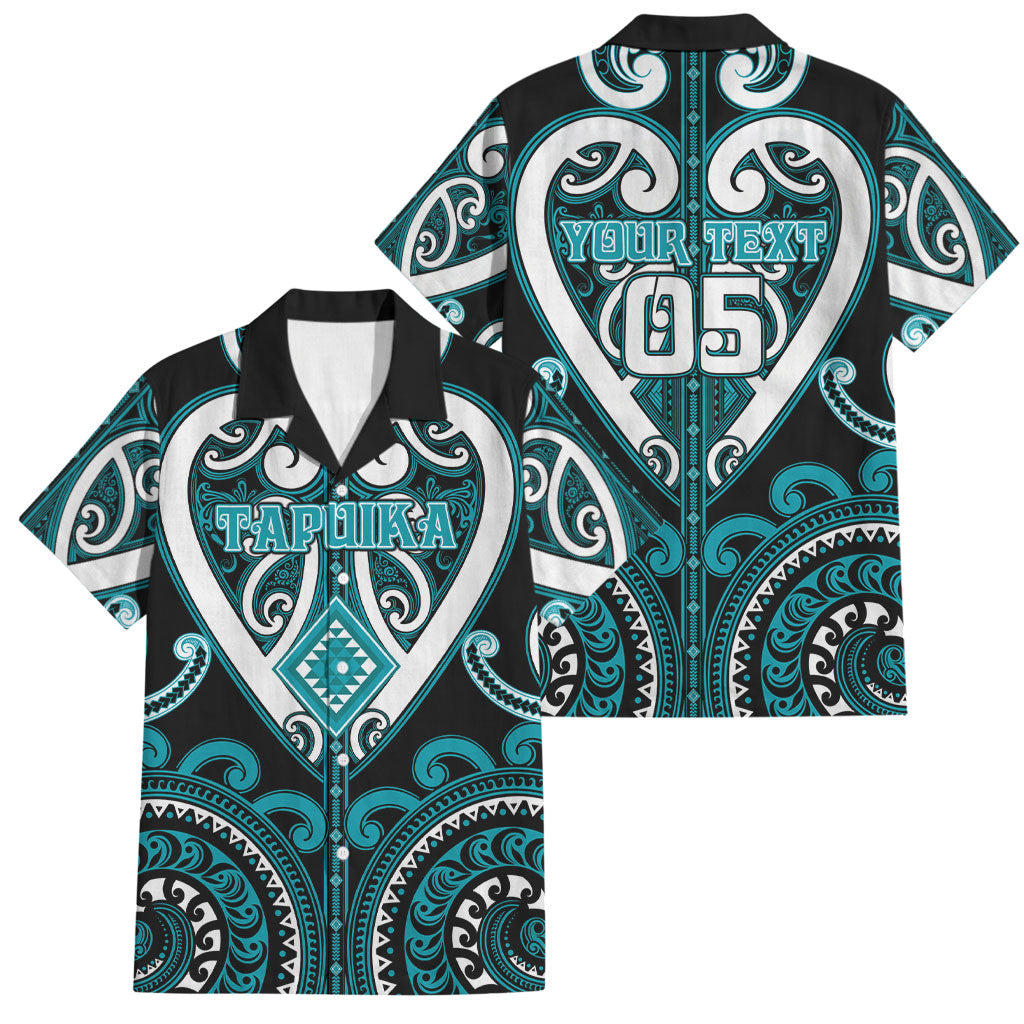 Custom Aotearoa Tapuika Family Matching Long Sleeve Bodycon Dress and Hawaiian Shirt Maori Tribal Pattern LT05 Dad's Shirt - Short Sleeve Teal - Polynesian Pride