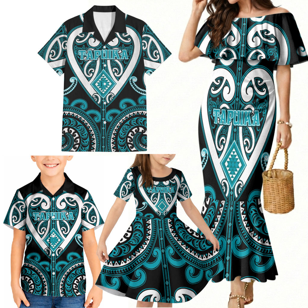 Custom Aotearoa Tapuika Family Matching Mermaid Dress and Hawaiian Shirt Maori Tribal Pattern LT05 - Polynesian Pride