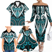 Custom Aotearoa Tapuika Family Matching Off The Shoulder Long Sleeve Dress and Hawaiian Shirt Maori Tribal Pattern LT05 - Polynesian Pride